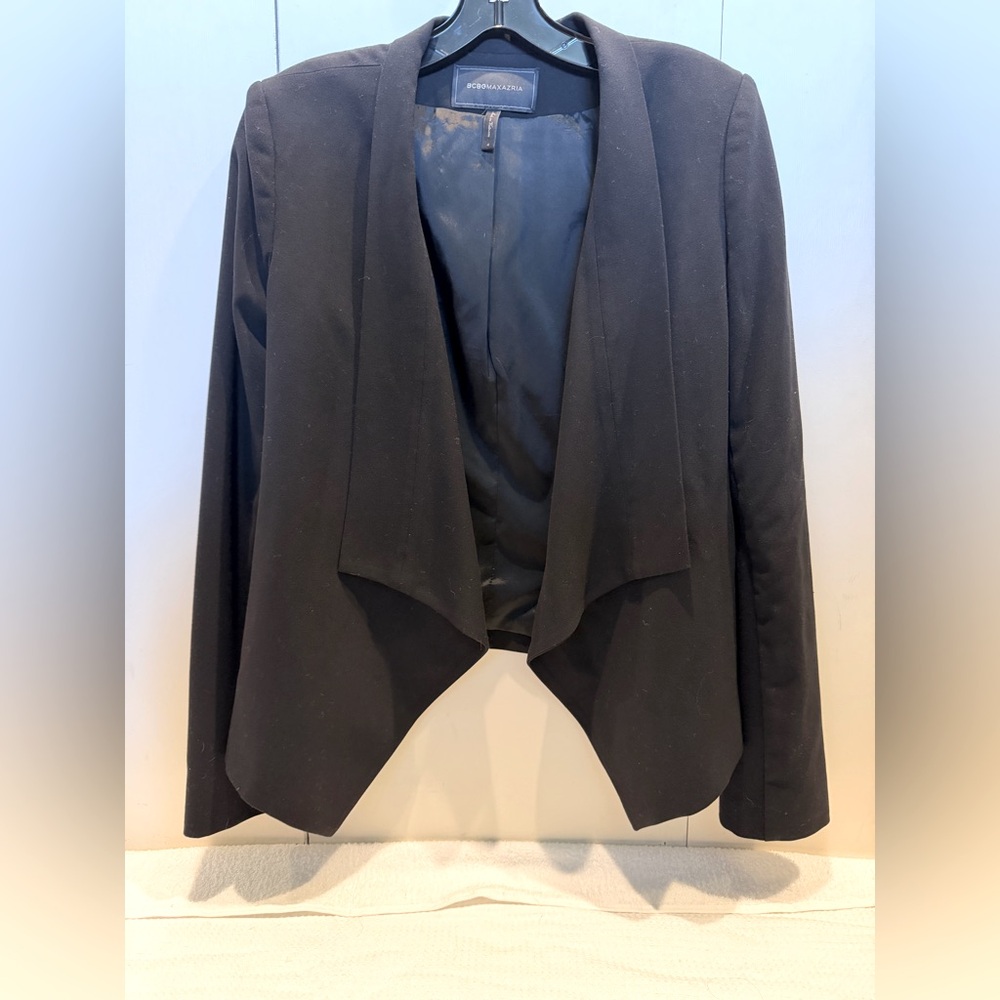BCBGMaxAzria Black Draped Open-Front Blazer Jacket